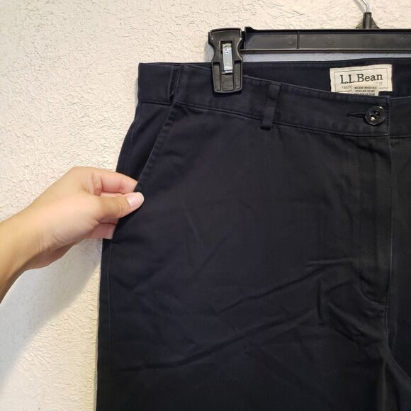 LL Bean Signature Chino Pants Womens 14 Reg Blue Mid Rise Straight Stretch Ctton - Picture 4 of 7